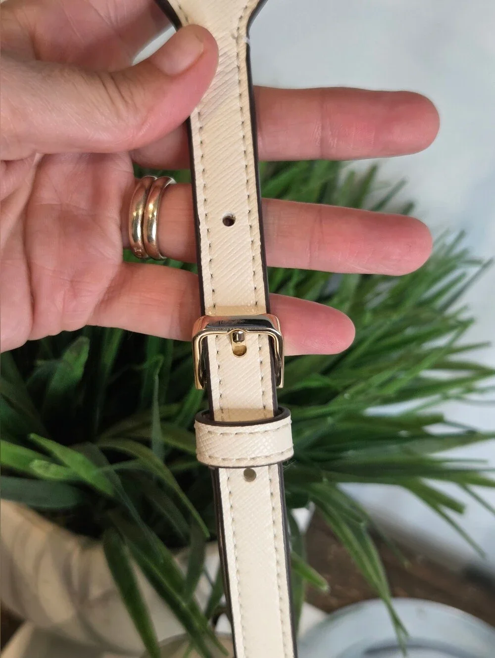 Kate Spade Madison Saffiano Leather Studded Saddle Bag Meringue